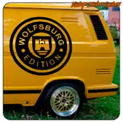 Pegatina Wolfsburg Edition para Volkswagen T3 en vinilo de corte