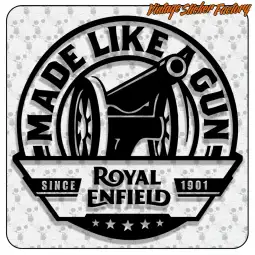 AUTOCOLLANT ROYAL ENFIELD - MADE LIKE A GUN. ACHETEZ DES AUTOCOLLANTS EN VINYLE.