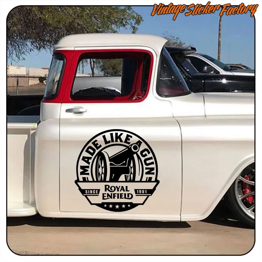 ROYAL ENFIELD - MADE LIKE A GUN STICKER. BUY VINYL STICKERS.
