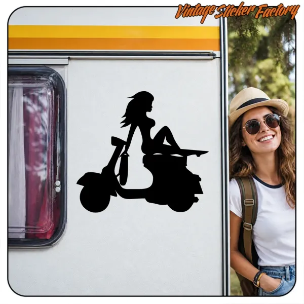 VESPA GIRL STICKER. BUY VINYL STICKERS.