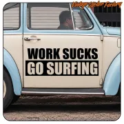 SUCKS GO SURFIN WORKS STICKER. BUY VINYL STICKERS.