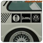 AUTOCOLLANT MANGER, DORMIR, VOLKSWAGEN. ACHETEZ DES AUTOCOLLANTS EN VINYLE.