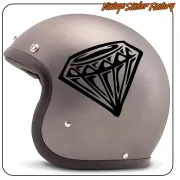 Pegatina negra de diamante tattoo aplicada sobre casco gris