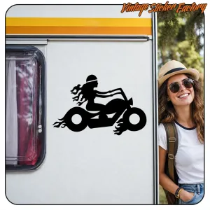 BIKER WOMAN STICKER. BUY VINYL STICKERS.