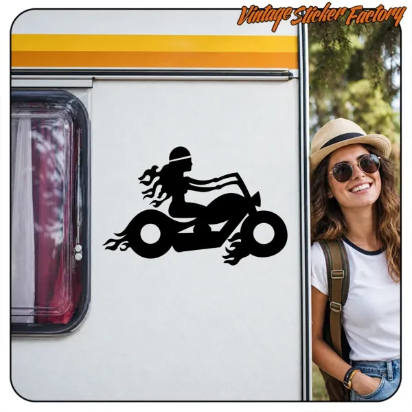 BIKERFRAU AUFKLEBER. KAUFEN SIE VINYLAUFKLEBER.