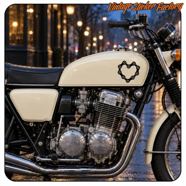 Kettenherz-Aufkleber für Café-Racer-Motorräder
