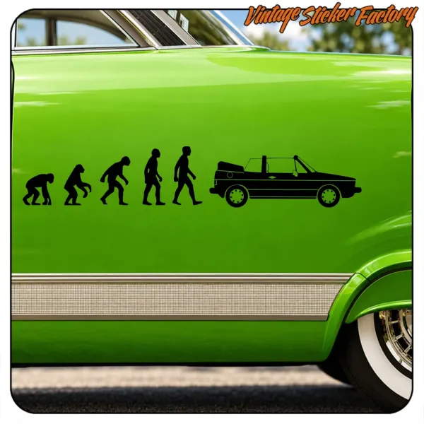 AUTOCOLLANT EVOLUTION GOLF CABRIO MK1. ACHETEZ DES AUTOCOLLANTS EN VINYLE.