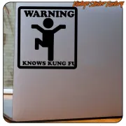WARNUNG, ER KENNT KUNG FU AUFKLEBER. KAUFEN SIE VINYLAUFKLEBER.