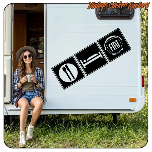 EATING, SLEEPING, FIAT -2 STICKER. BUY VINYL STICKERS.