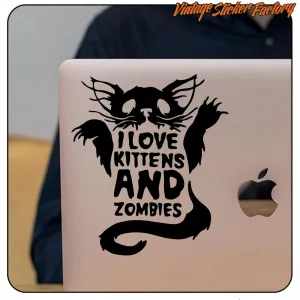 LOVE KITTENS AND ZOMBIES STICKER. BUY VINYL STICKERS.