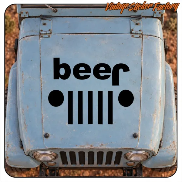 BEER - JEEP AUFKLEBER. KAUFEN SIE VINYLAUFKLEBER.
