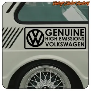 ECHTE VOLKSWAGEN MIT HOHEN EMISSIONEN AUFKLEBER. KAUFEN SIE VINYLAUFKLEBER.