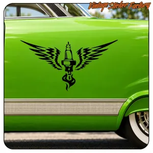 AUTOCOLLANT BOUGIE D'ALLUMAGE AVEC DES AILES. ACHETEZ DES AUTOCOLLANTS EN VINYLE.