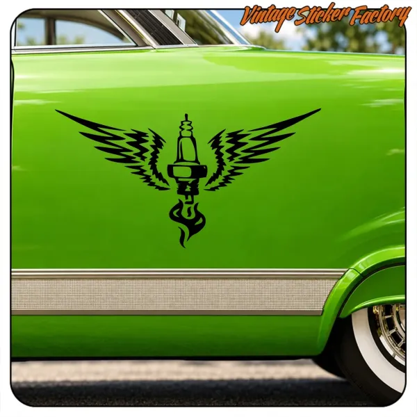 SPARK PLUG WITH WINGS STICKER. BUY VINYL STICKERS.