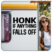 Pegatina HONK IF ANYTHING FALLS OFF. Comprar pegatinas.