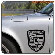 Autocollant emblème Porsche en vinyle
