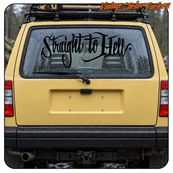AUTOCOLLANT STRAIGHT TO HELL. ACHETEZ DES AUTOCOLLANTS EN VINYLE.