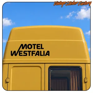 MOTEL WESTFALIA AUFKLEBER. KAUFEN SIE VINYLAUFKLEBER.