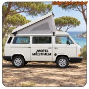 MOTEL WESTFALIA AUFKLEBER. KAUFEN SIE VINYLAUFKLEBER.