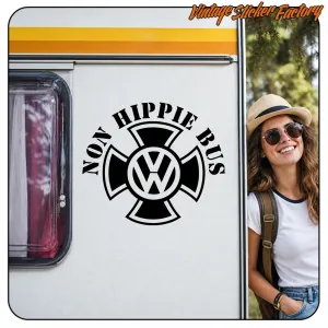 AUTOCOLLANT BUS NON HIPPIE MALTA. ACHETEZ DES AUTOCOLLANTS EN VINYLE.