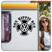 AUTOCOLLANT BUS NON HIPPIE MALTA. ACHETEZ DES AUTOCOLLANTS EN VINYLE.