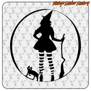 Pegatina BRUJA y GATO. Comprar pegatinas.