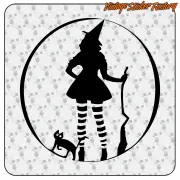 AUTOCOLLANT SORCIÈRE ET CHAT. ACHETEZ DES AUTOCOLLANTS EN VINYLE.