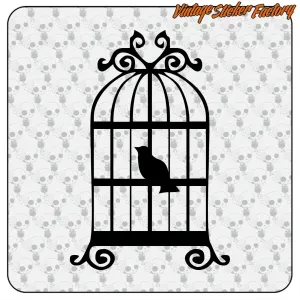 AUTOCOLLANT CAGE DE TATOUAGE À L'ANCIENNE. ACHETEZ DES AUTOCOLLANTS EN VINYLE.