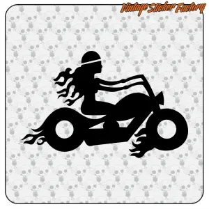 AUTOCOLLANT FEMME DE MOTARD. ACHETEZ DES AUTOCOLLANTS EN VINYLE.