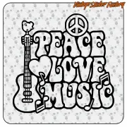 PEACE LOVE MUSIC AUFKLEBER. KAUFEN SIE VINYLAUFKLEBER.