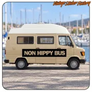 NON HIPPY BUS AUFKLEBER. KAUFEN SIE VINYLAUFKLEBER.