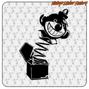 CLOWN IN BOX STICKER. BUY VINYL STICKERS.