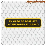Pegatina EN CASO DE DESPISTE NO ME QUITEN EL CASCO. Comprar pegatinas.