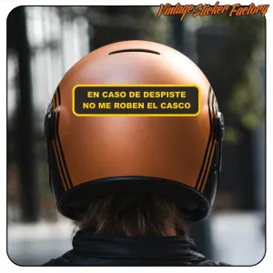 Pegatina EN CASO DE DESPISTE NO ME QUITEN EL CASCO. Comprar pegatinas.