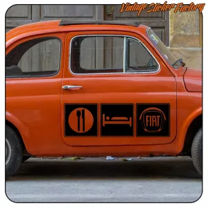AUTOCOLLANT MANGER, DORMIR, FIAT -2. ACHETEZ DES AUTOCOLLANTS EN VINYLE.
