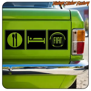 Pegatina COMER DORMIR FIAT. Comprar pegatinas.