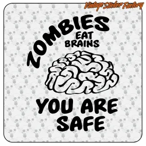 AUTOCOLLANT LES ZOMBIES MANGENT DES CERVEAUX. ACHETEZ DES AUTOCOLLANTS EN VINYLE.