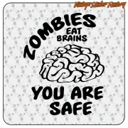 ZOMBIES ESSEN GEHIRN AUFKLEBER. KAUFEN SIE VINYLAUFKLEBER.