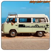 AUTOCOLLANT UNE VIE LE VIVRE - VW T2. ACHETEZ DES AUTOCOLLANTS EN VINYLE.