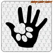 FOOTPRINTS MAN DOG STICKER. BUY VINYL STICKERS.