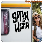 SATAN IS WAITIN ' STICKER. BUY VINYL STICKERS.