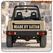 Autocollant MADE BY SATAN pour moto custom