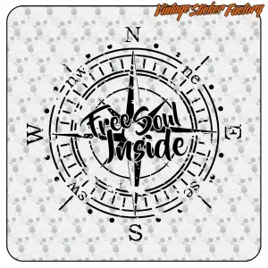 FREE SOUL COMPASS AUFKLEBER. KAUFEN SIE VINYLAUFKLEBER.