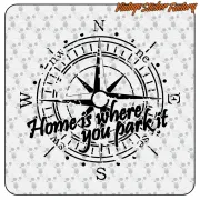 Pegatina HOME IS WHERE YOU PARK IT COMPASS. Comprar pegatinas.