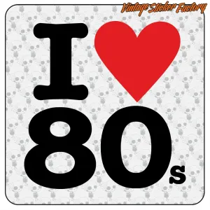 Pegatina I LOVE 80'S. Comprar pegatinas.