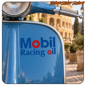 MOBIL RACING OIL Vintage Car Sticker