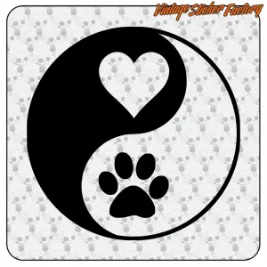 Dog Love Ying Yang Aufkleber für Hundefreunde