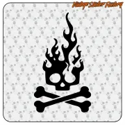 Autocollant Skull Flame pour moto café racer