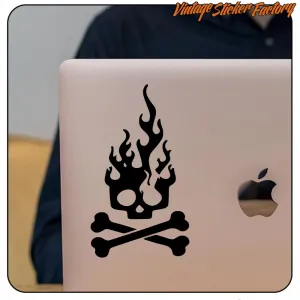 Pegatina Skull Flame para moto café racer