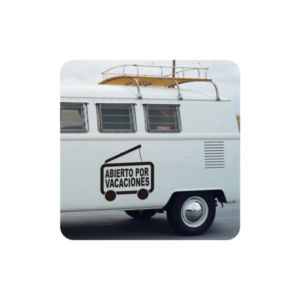 Pegatina ABIERTO POR VACACIONES. Pegatinas para Camper y Autocaravana